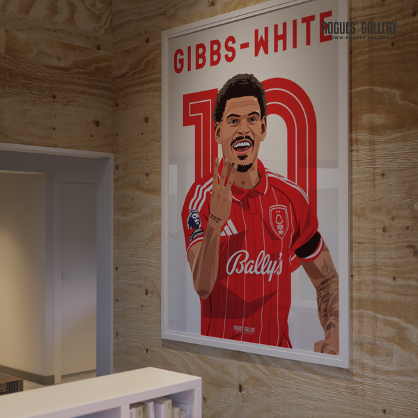 Morgan Gibbs-White Nottingham Forest hat trick celebration signed poster close up