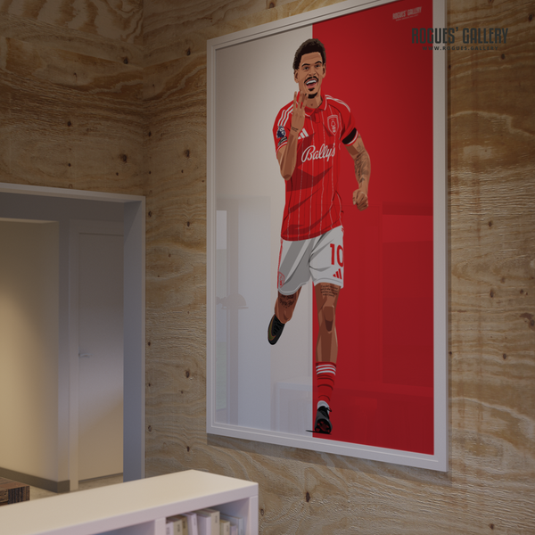 Morgan Gibbs-White Nottingham Forest hat trick celebration signed poster Red City Ground