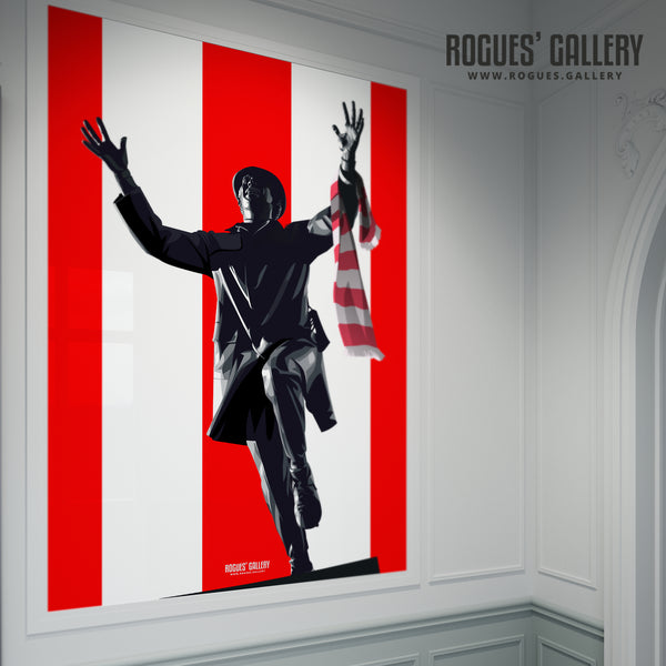 Bob Stokoe's Statue: The Stadium of Light - Home of Sunderland AFC - A0, A1, A2 or A3 Print