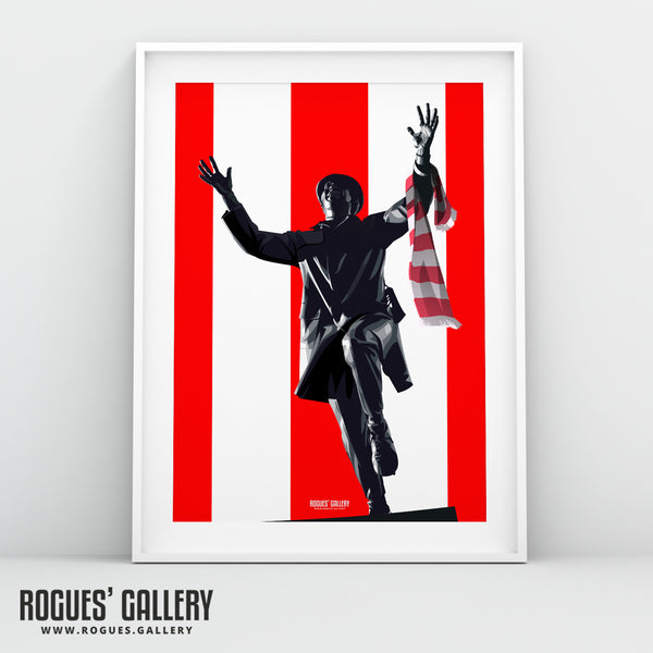Bob Stokoe's Statue: The Stadium of Light - Home of Sunderland AFC - A0, A1, A2 or A3 Print