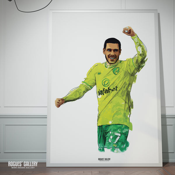 Emiliano Buendia - Norwich City FC - Icon & Art Prints in sizes A3 up to A0