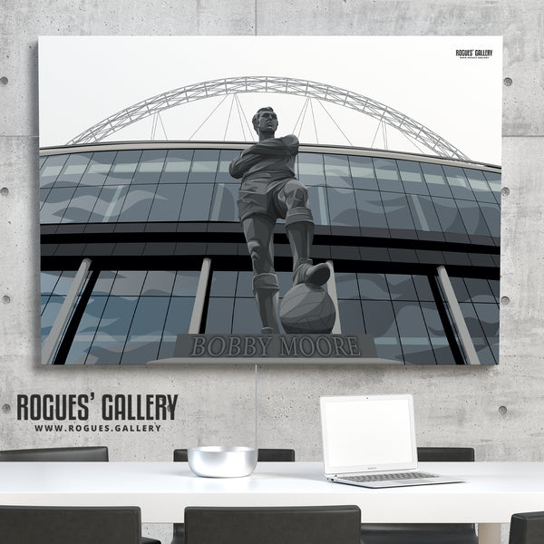 Sir Bobby Moore Statue at Wembley Stadium - A3, A2, A1 & A0 Print