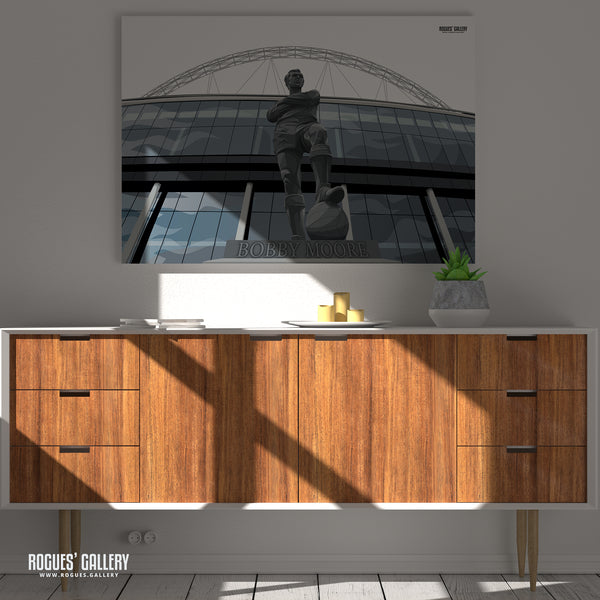 Sir Bobby Moore Statue at Wembley Stadium - A3, A2, A1 & A0 Print