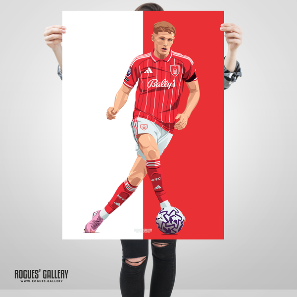 Elliot Anderson Nottingham Forest  midfielder 2025-6 poster red City Ground