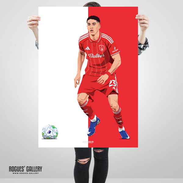 Jair Cunha Nottingham Forest defender red poster Brazil