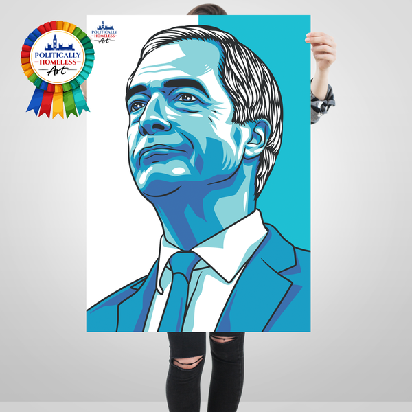 Nigel Farage Reform UK Leader modern portrait poster politically homeless art