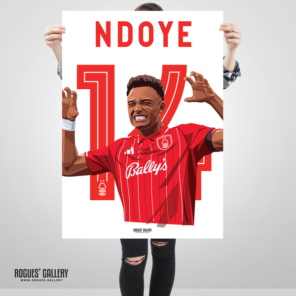 Dan NDoye Nottingham Forest  winger 2025-6 poster 14 City Ground