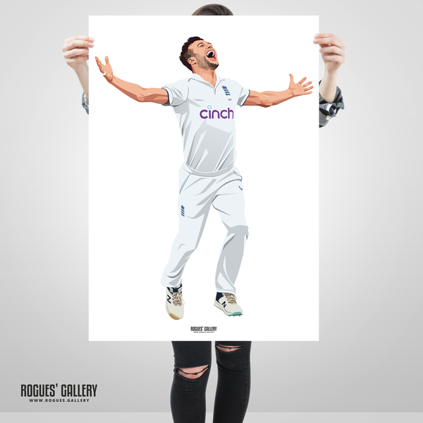 Mark Wood Ashes 2025 England fast bowler signed poster