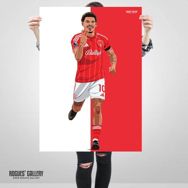 Morgan Gibbs-White Nottingham Forest hat trick celebration poster Red City Ground
