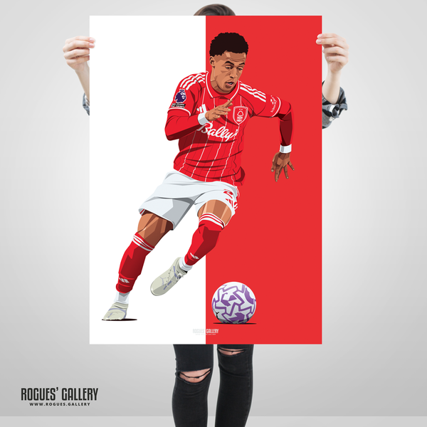 Omari Hutchinson Nottingham Forest winger poster Red White Trent