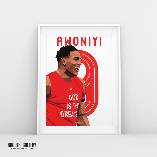 Taiwo Awoniyi Nottingham Forest striker A3 print Nigeria God 9