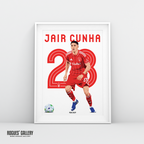 Jair Cunha Nottingham Forest centre back 23 A3 print Brazil
