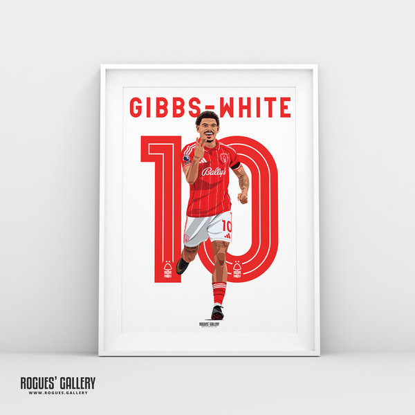 Morgan Gibbs-White Nottingham Forest hat trick celebration A3 print 10