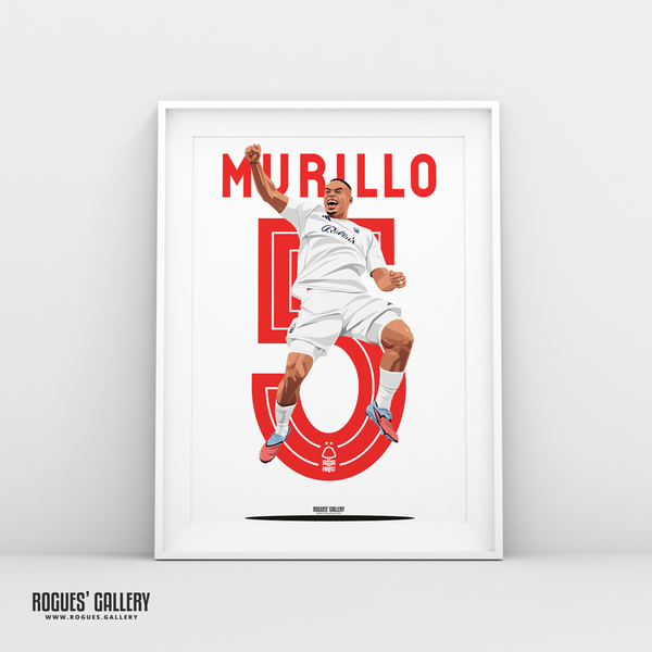 Murillo 5 Nottingham Forest Brazil centre half A3 print Anfield goal celebration
