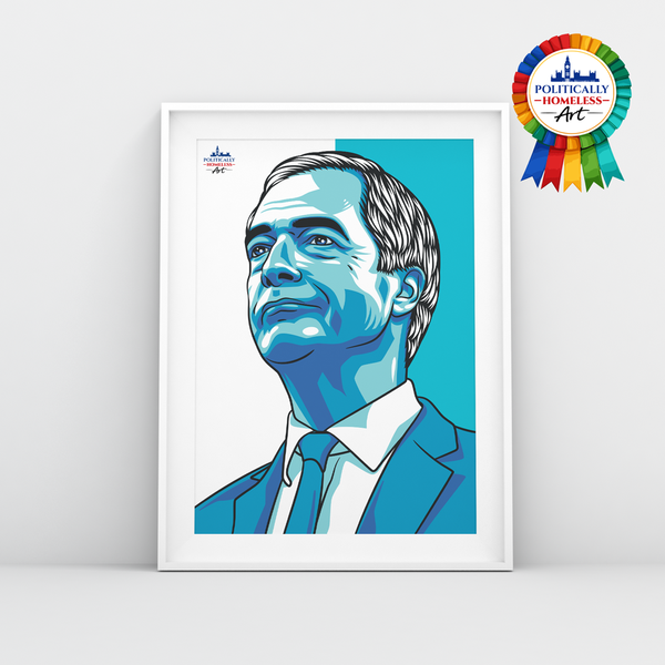 Nigel Farage Reform UK Leader modern portrait A3 print politically homeless art