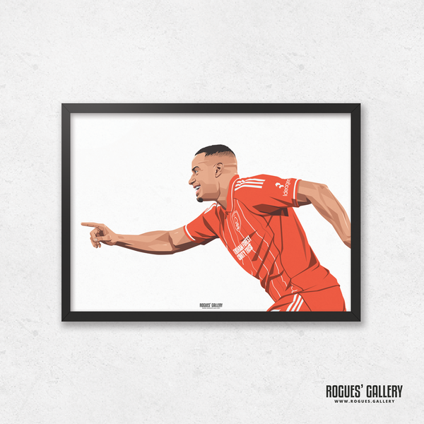 Murillo Europa League goal celebration A3 print Nottingham Forest defender