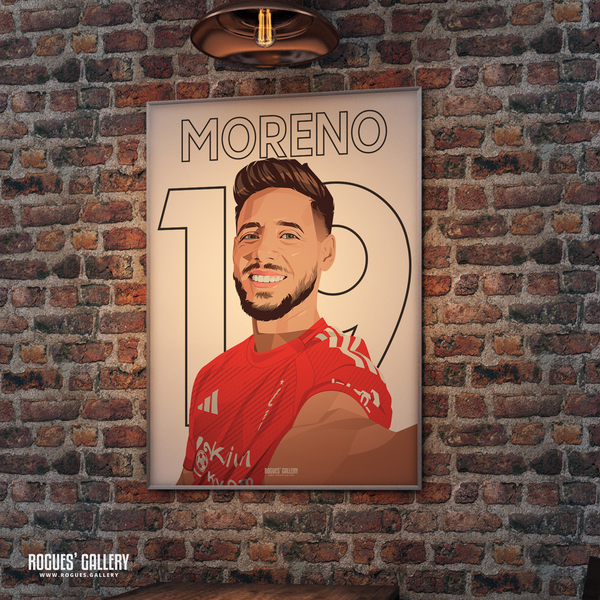 Alex Moreno signed Nottingham Forest poster full back 19 rare gift