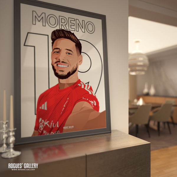 Alex Moreno - Nottingham Forest - A0, A1, A2 or A3 Premier League Name & Number Prints