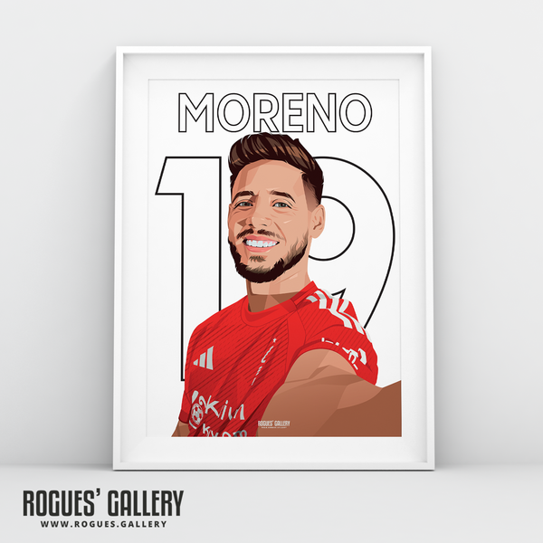 Alex Moreno Nottingham Forest full back 19 A3 print