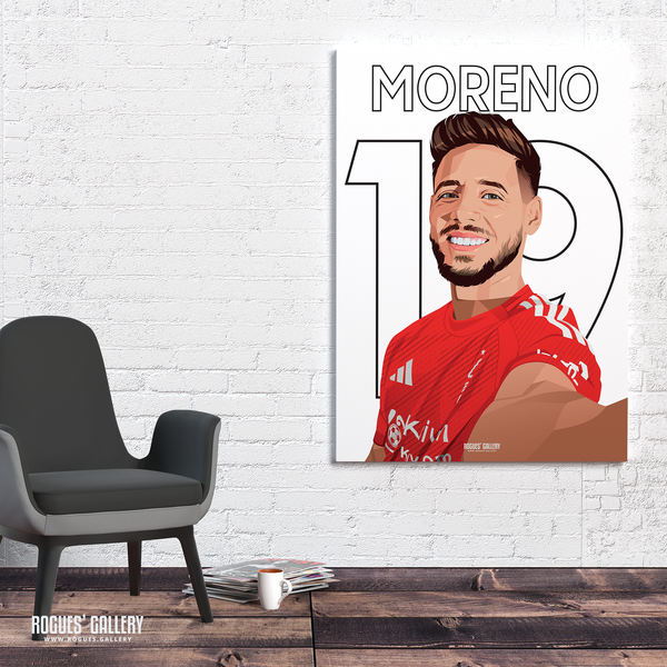 Alex Moreno Nottingham Forest memorabilia signed poster full back 19