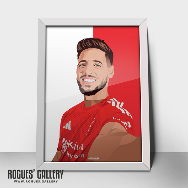 Alex Moreno Nottingham Forest full back reds A2 print