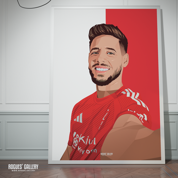 Alex Moreno Nottingham Forest full back reds signed poster