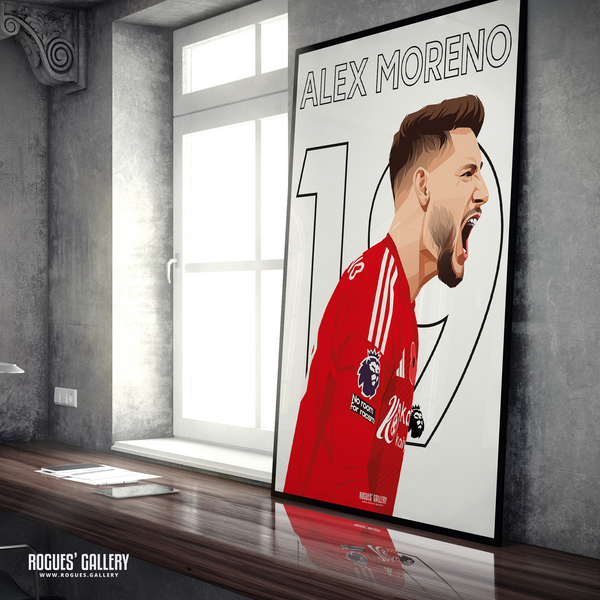 Alex Moreno Nottingham Forest wing back 19 signed poster scream 