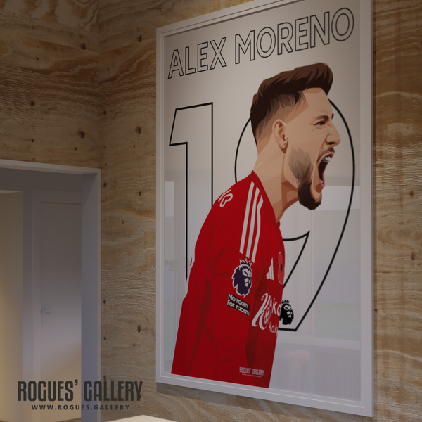 Alex Moreno Nottingham Forest wing back 19 signed poster scream 