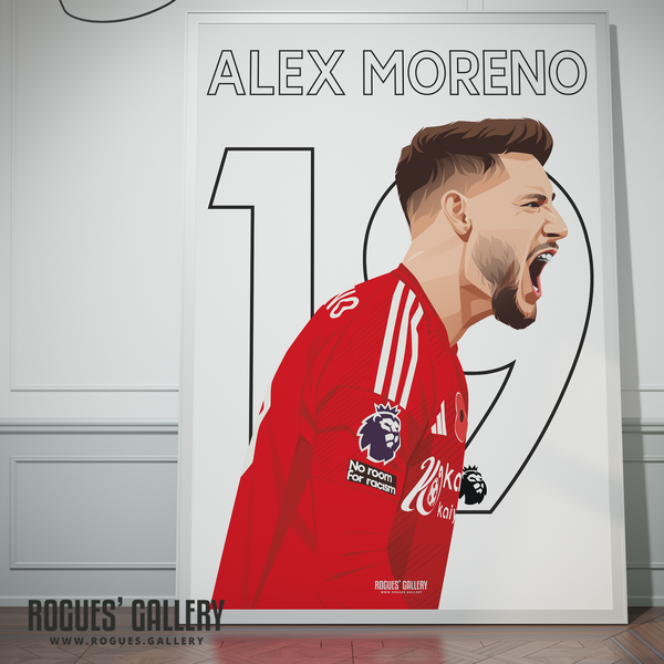 Alex Moreno Nottingham Forest wing back 19 A1 print scream 