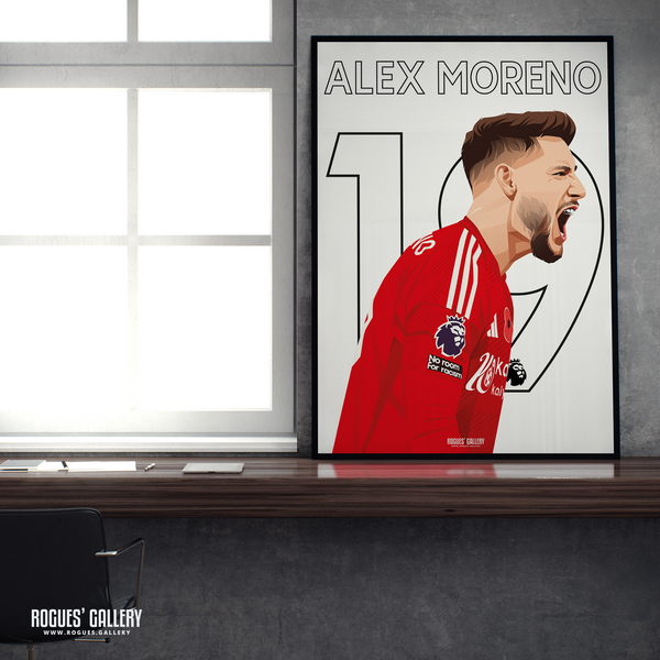 Alex Moreno Nottingham Forest wing back 19 A2 print scream 