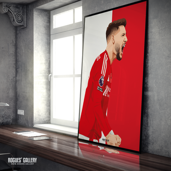 Alex Moreno Nottingham Forest wing back A1 print scream 