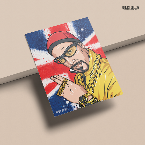 Ali G Booyakasha! Sacha Baron Cohen comedy icon print – A3 paper print mockup