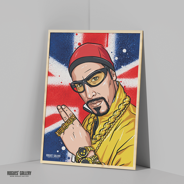 Sacha Baron Cohen comedy icon artwork of Ali G Booyakasha! – Rogues' Gallery print