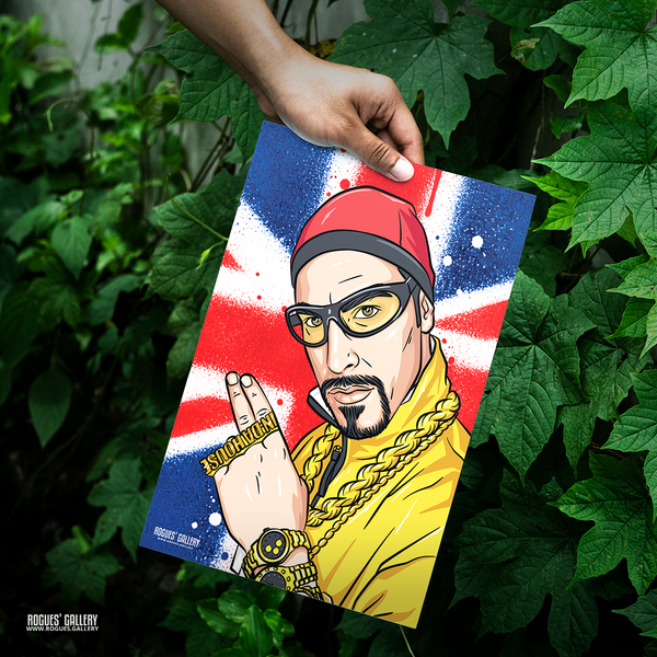 Ali G Booyakasha! Sacha Baron Cohen comedy icon print – poster mockup