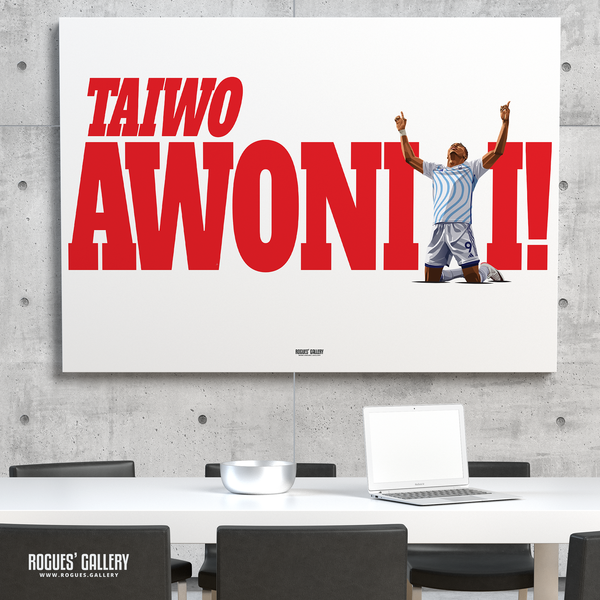 Taiwo Awoniyi poster Nottingham Forest striker goal celebration name 
