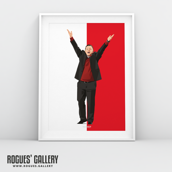 Billy Davies former Nottingham Forest manager celebration A3 print