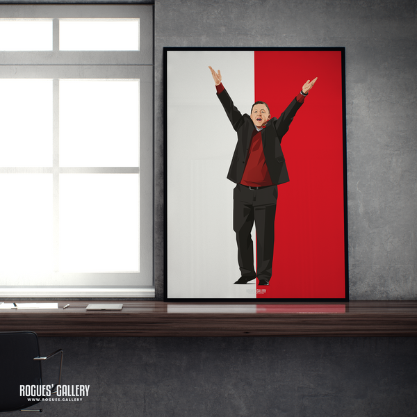 Billy Davies former Nottingham Forest manager celebration A2 print