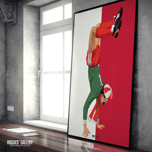 Bruce Grobbelaar Liverpool goalkeeper handstand A1 print South Africa scandal