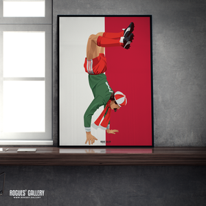 Bruce Grobbelaar Liverpool goalkeeper handstand A2 print South Africa scandal