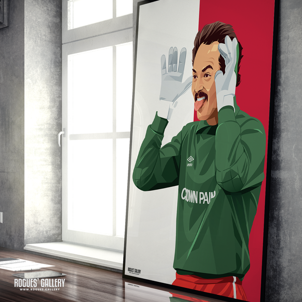 Bruce Grobbelaar Liverpool goalkeeper clown A1 print South Africa scandal