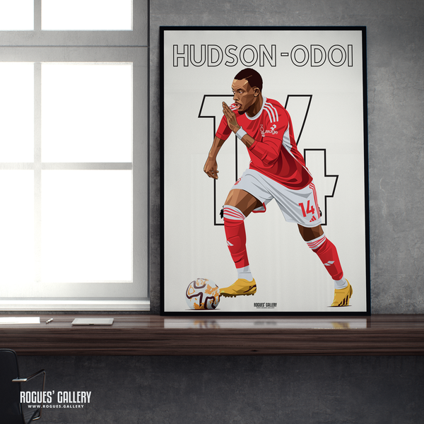 Callum Hudson-Odoi signed Nottingham Forest memorabilia winger 14 poster