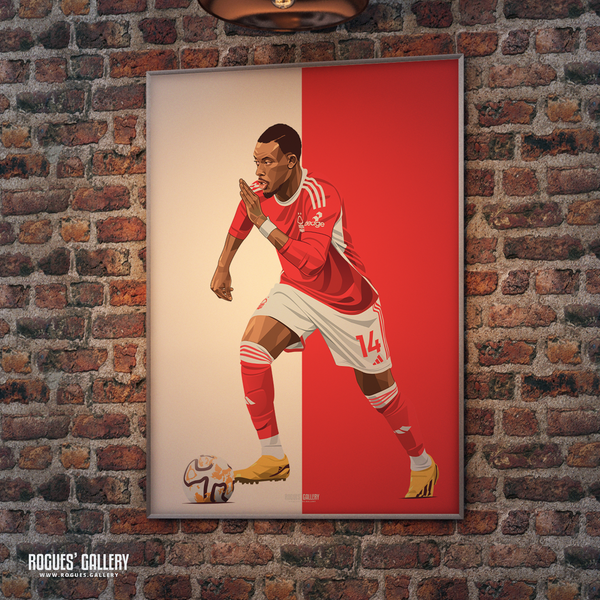 Callum Hudson-Odoi Nottingham Forest winger red poster framed