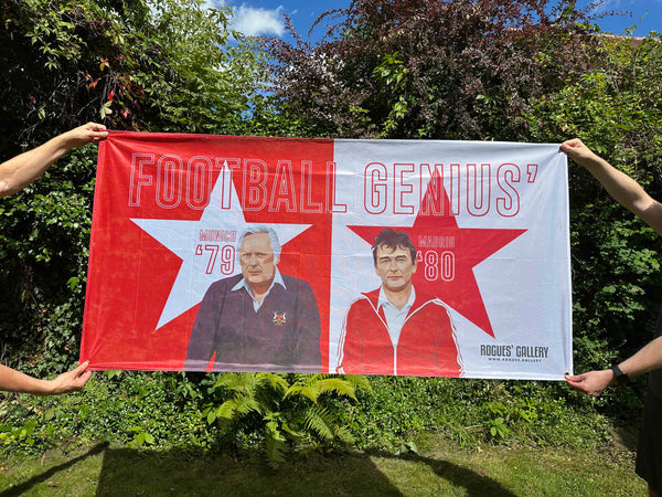 Brian Clough Peter Taylor Nottingham Forest flag Genius European Cup NFFC