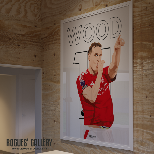 Chris Wood Nottingham Forest memorabilia striker signed poster goals celebration 