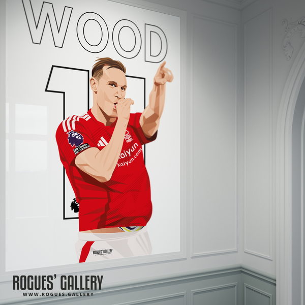 Chris Wood signed Nottingham Forest memorabilia striker poster goals celebration 