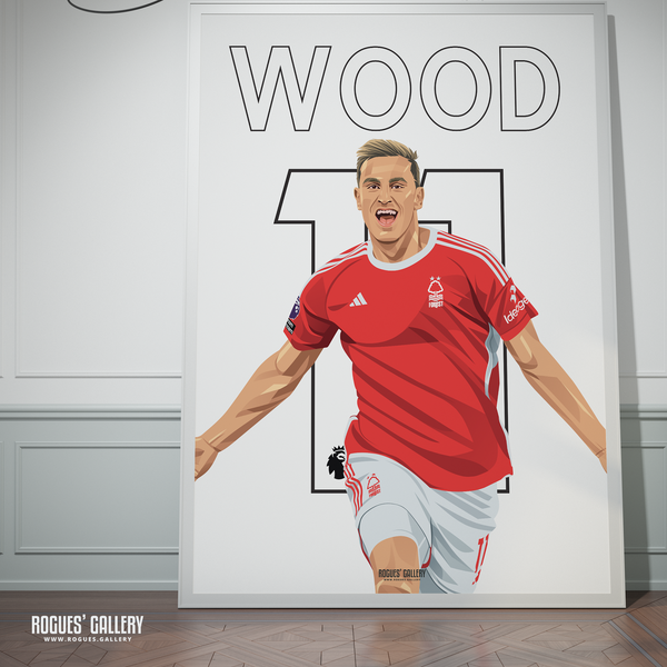 Chris Wood Nottingham Forest 11 striker A0 print goal celebration