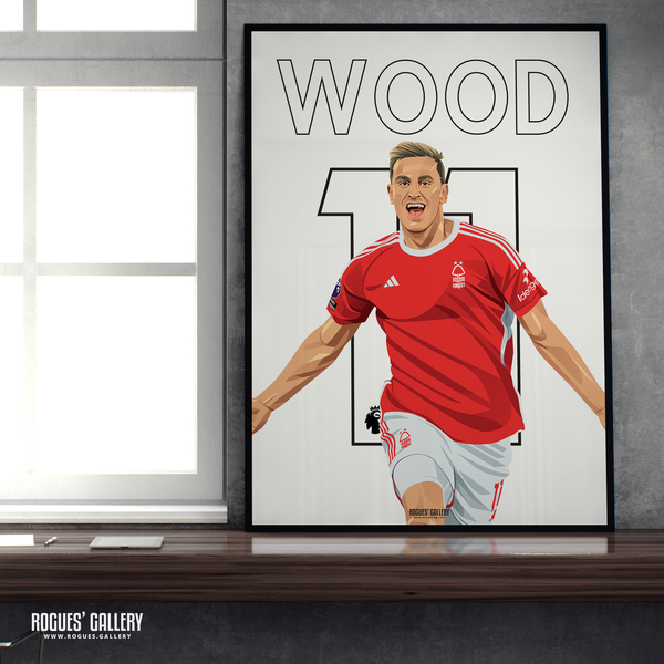 Chris Wood Nottingham Forest 11 striker A2 print goal celebration