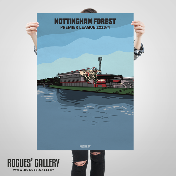 Nottingham Forest City Ground 2023/24 Trent poster Designed To Be Signed