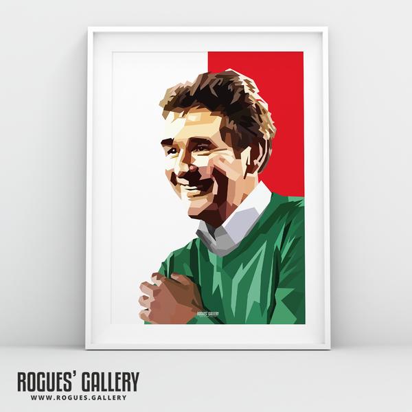 Brian Clough portrait Nottingham Forest Top One Red A3 print