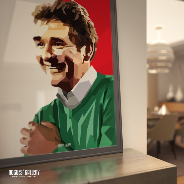 Brian Clough portrait Nottingham Forest Top One Red A0 print